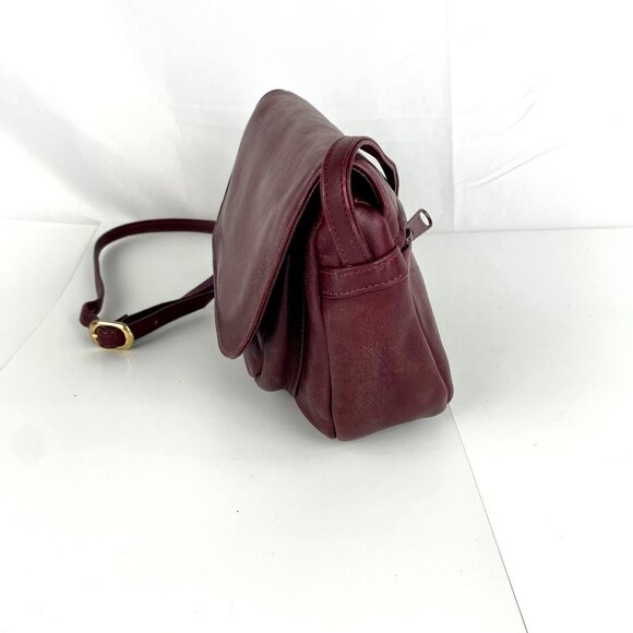 De Mura Leather Purse Shoulder Bag Multi-Pockets Burgundy Red Satchel Handbag - Picture 3 of 10